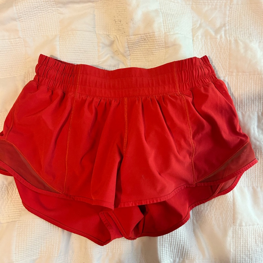 Lululemon hottie hot orange red shorts